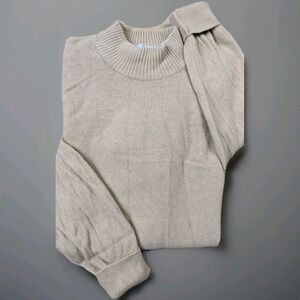 Lyle And Scott Sweater Tan Mockneck Pure Cashmere Old Money Womens Size 38